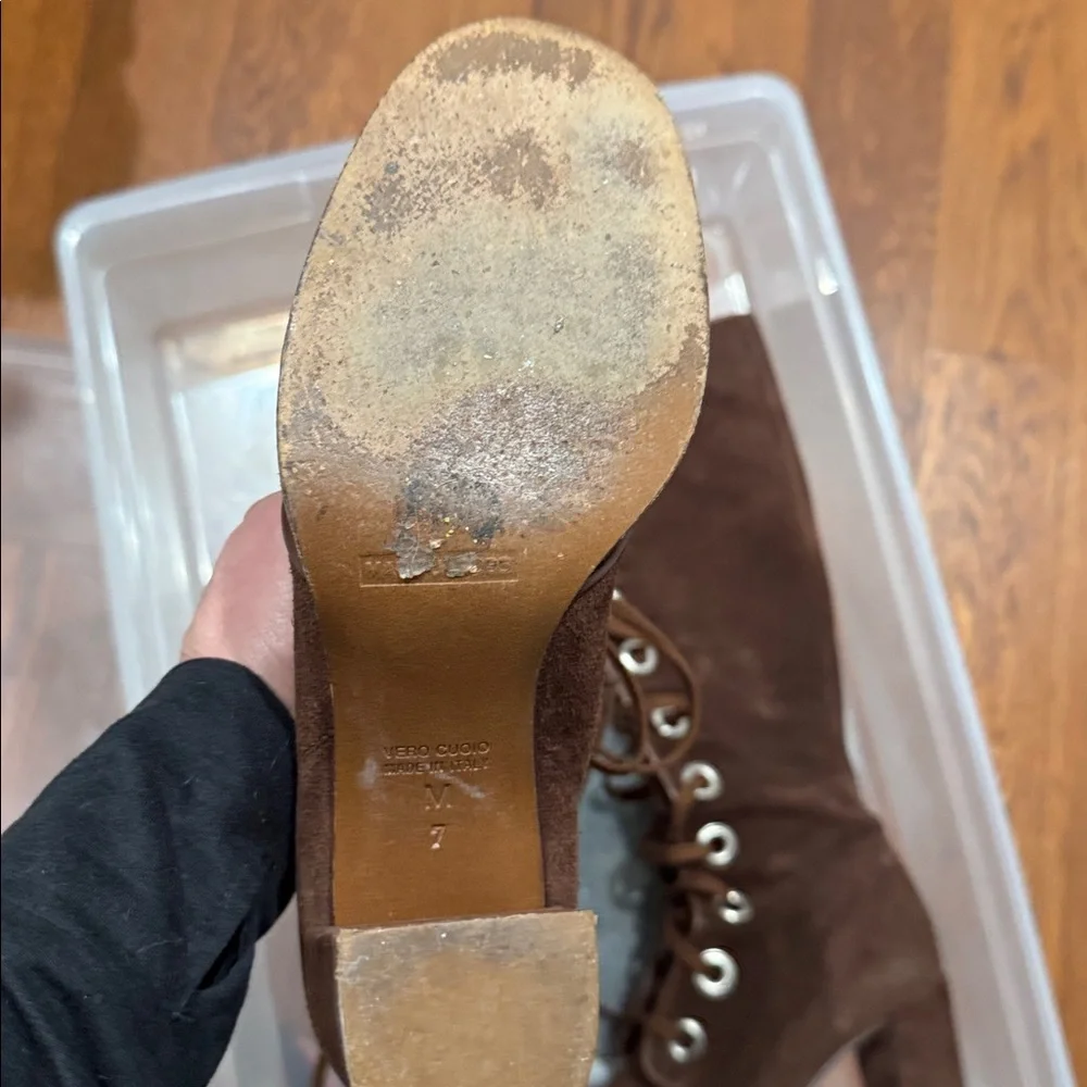 Marc Jacobs Vero Cuoio Brown Suede Lace-Up Boots - Picture 2 of 8